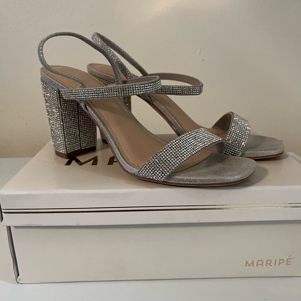 These are silver heels size 9.5